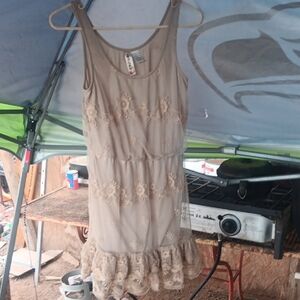 Mimi Chica Tan Sleeveless Sheath Mini Dress